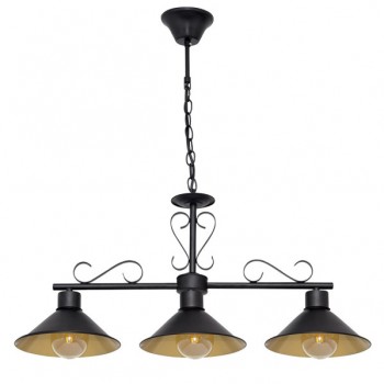 Distribuidor - Lâmpadas Diversas | Lâmpadas Rústicas | COLGANTE AZALEA 3XE27 NEGRO/ORO REGX86X20 CM Ref: 151093016